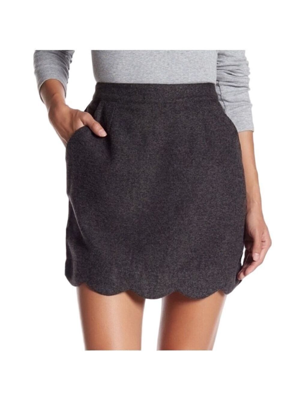 HYFVE {Anthropologie} Wool Scalloped Hem Mini Skirt